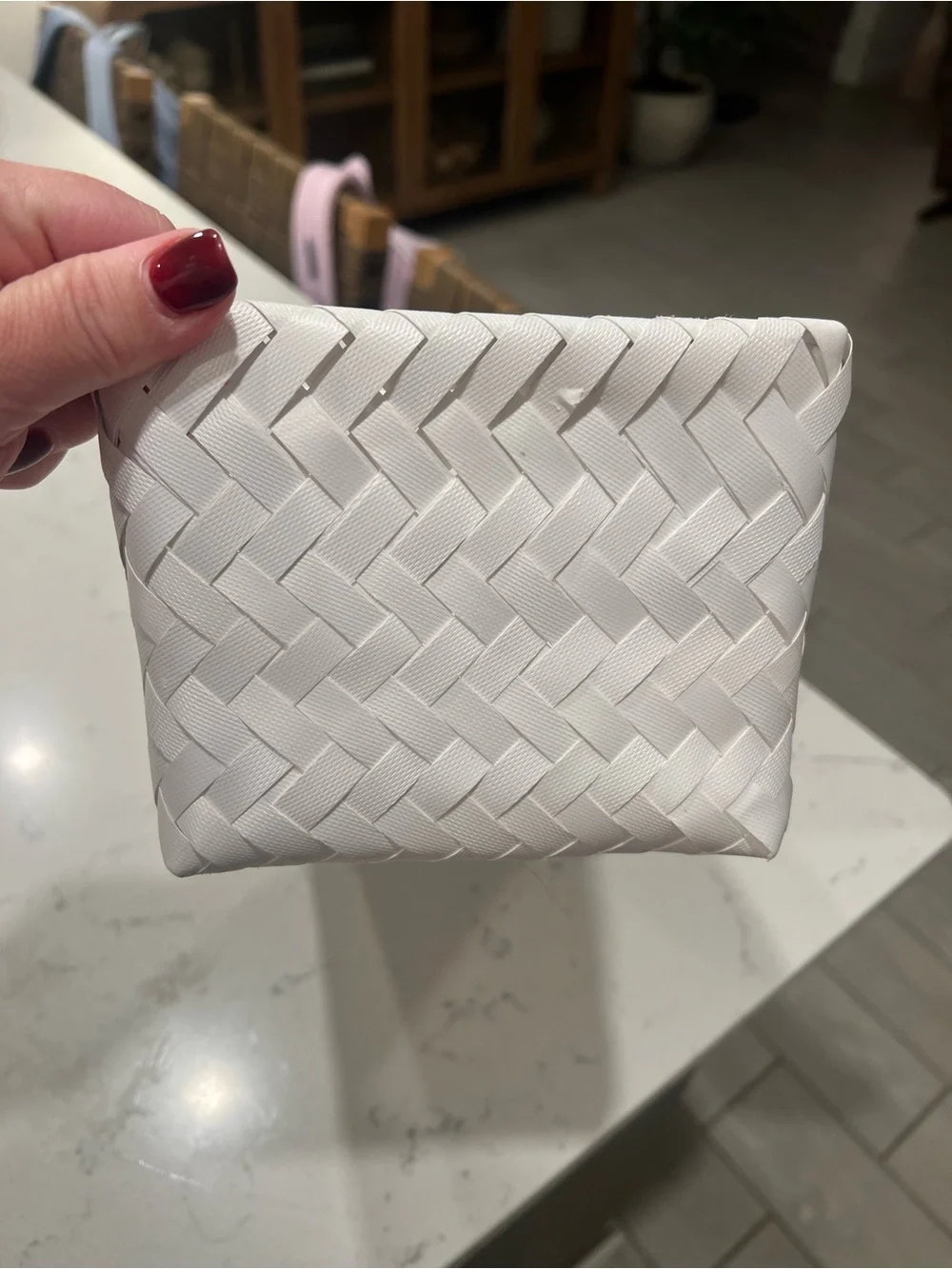 White Woven 3-Compartment Organizer